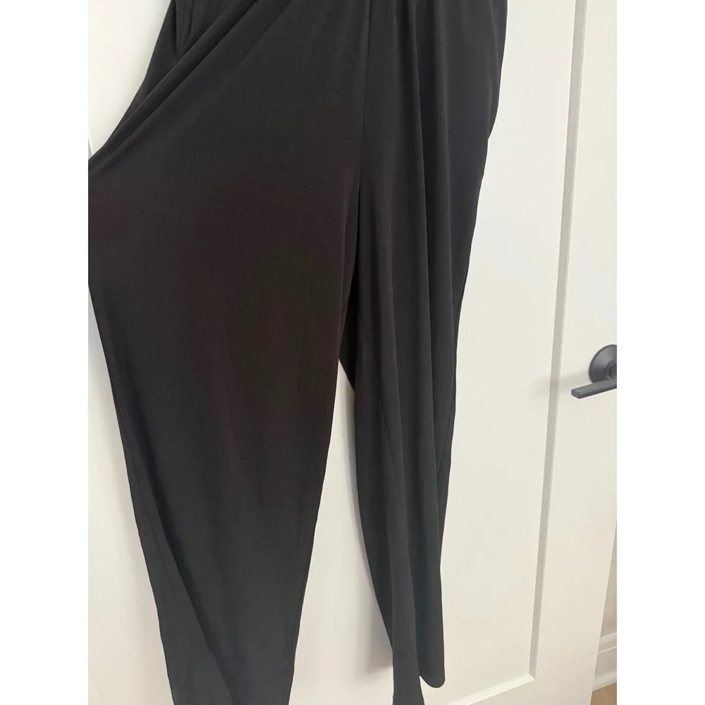 Magnolia Grace Black Embroidered V-Neck Wide Leg Jumpsuit Womens Medium